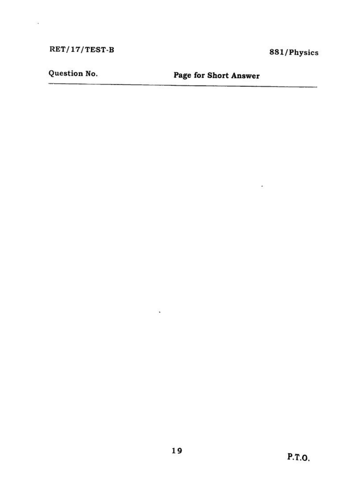 BHU RET PHYSICS 2017 Question Paper - Page 20