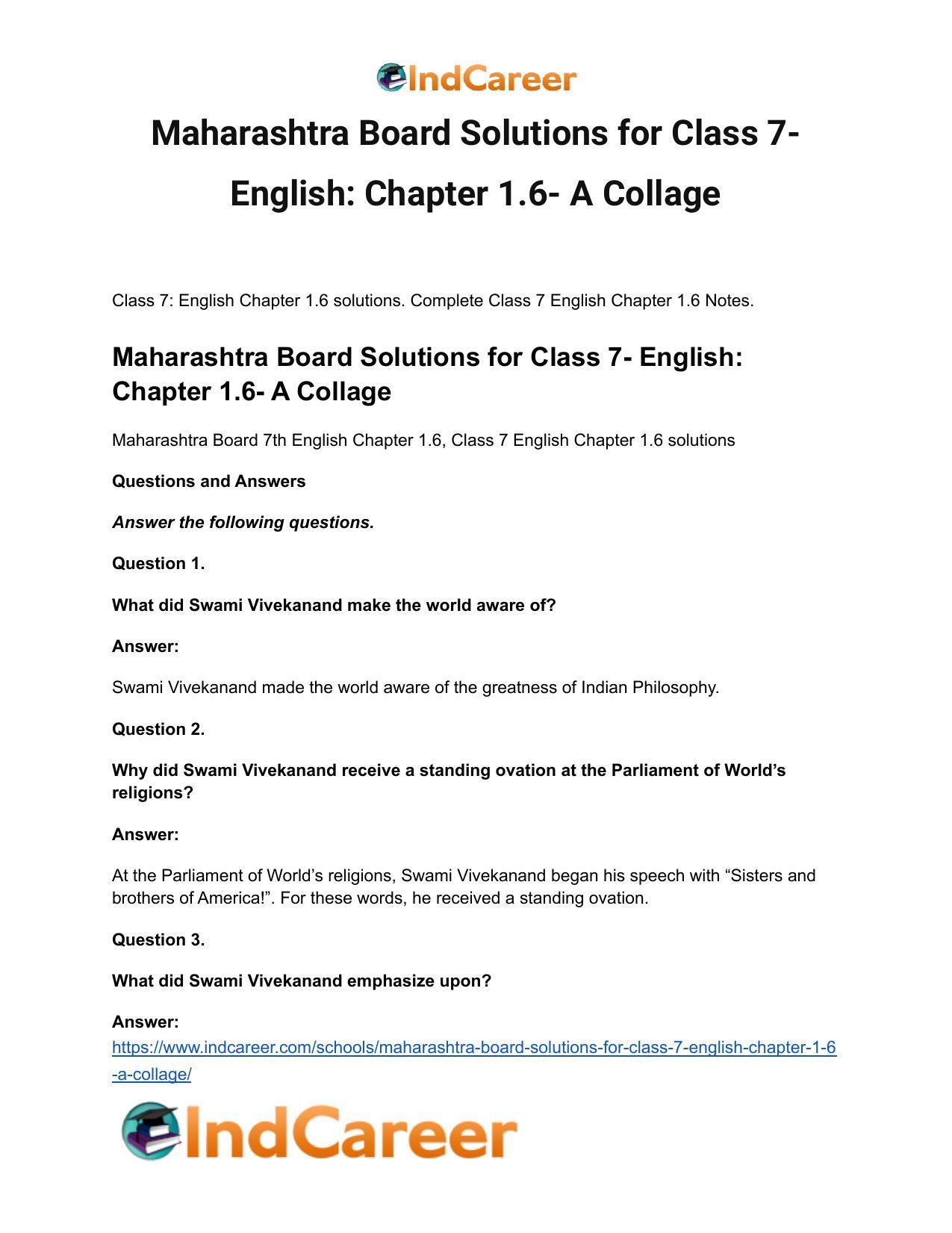 Maharashtra Board Solutions for Class 7- English: Chapter 1.6- A Collage - Page 2