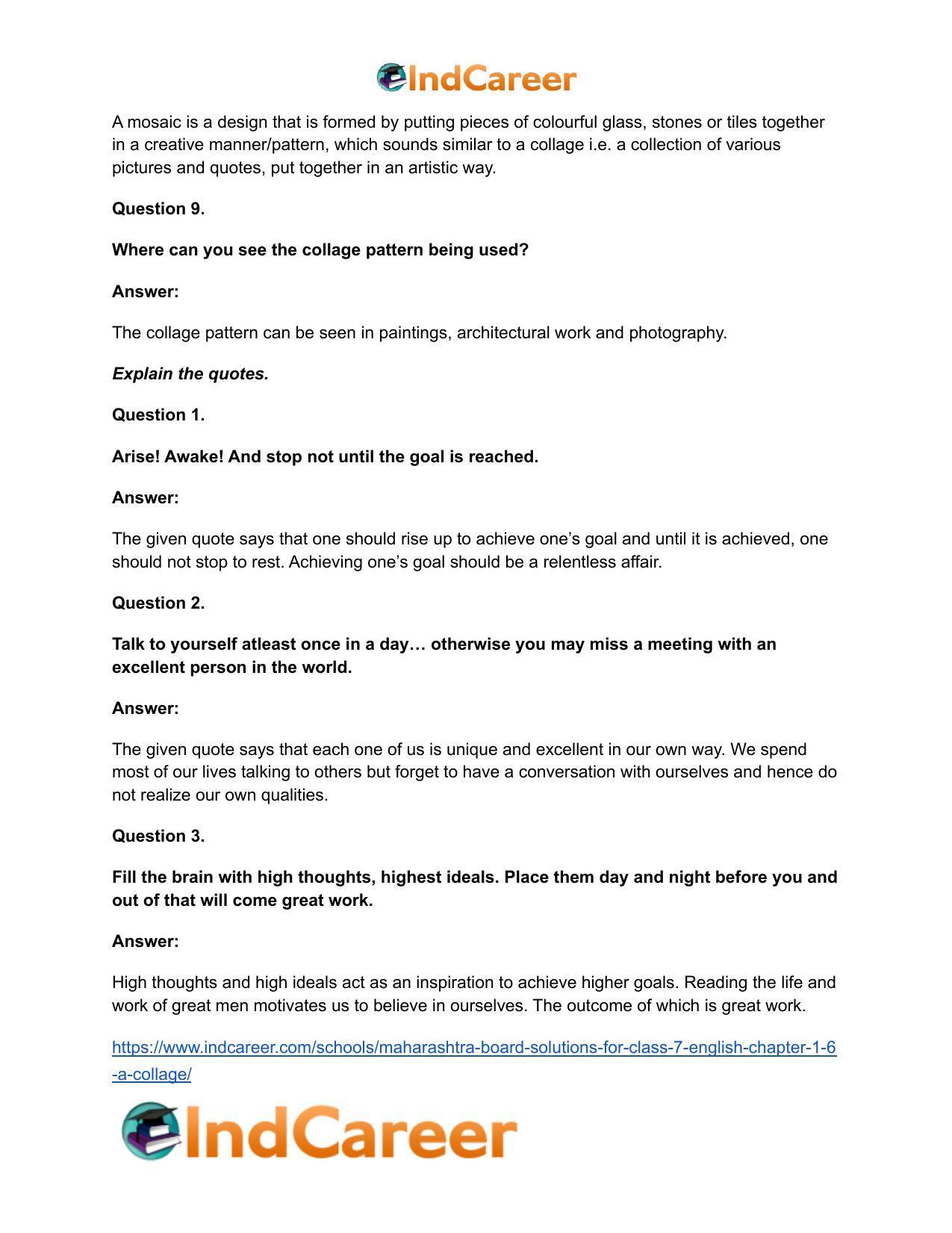 Maharashtra Board Solutions for Class 7- English: Chapter 1.6- A Collage - Page 4
