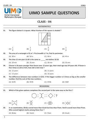 UIMO Class 4 2023 Sample Paper 