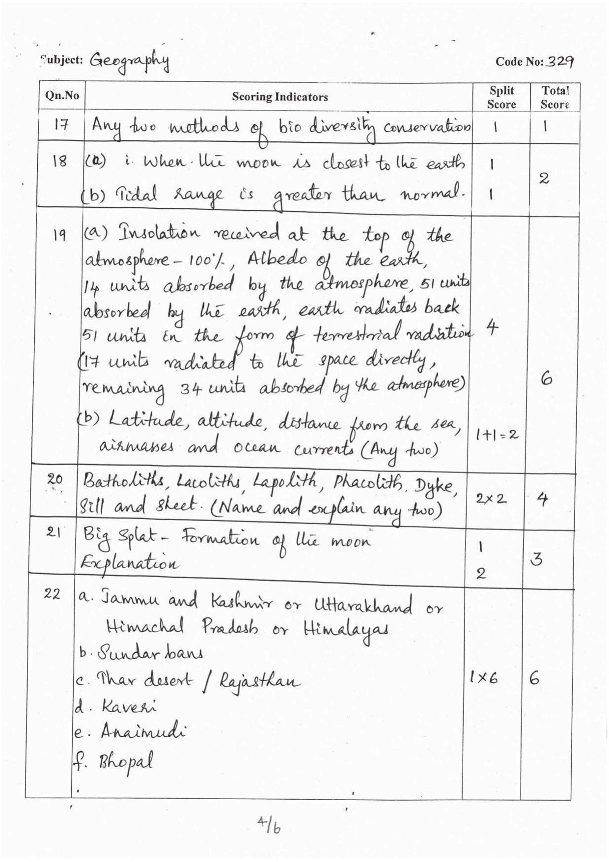 Kerala Plus One 2016 Geography Answer Key - Page 4