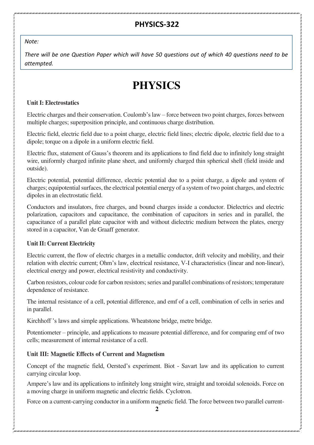 CUET Syllabus for Physics (English) - Page 2