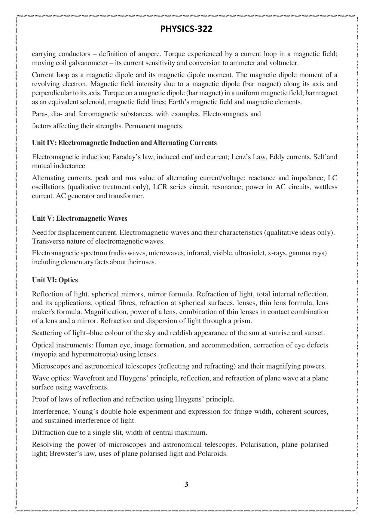 CUET Syllabus for Physics (English) - Page 3