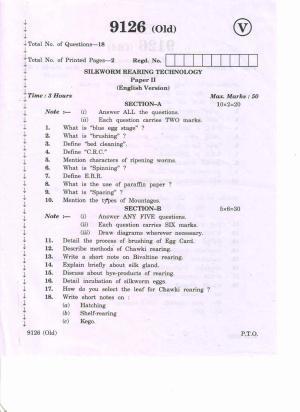 AP Inter 2nd Year Silkworm Seed Technology-II (old) March-2020-Vocational Question Paper