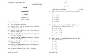 Meghalaya Board (MBOSE) Class 11 Chemistry 2019 Question Paper