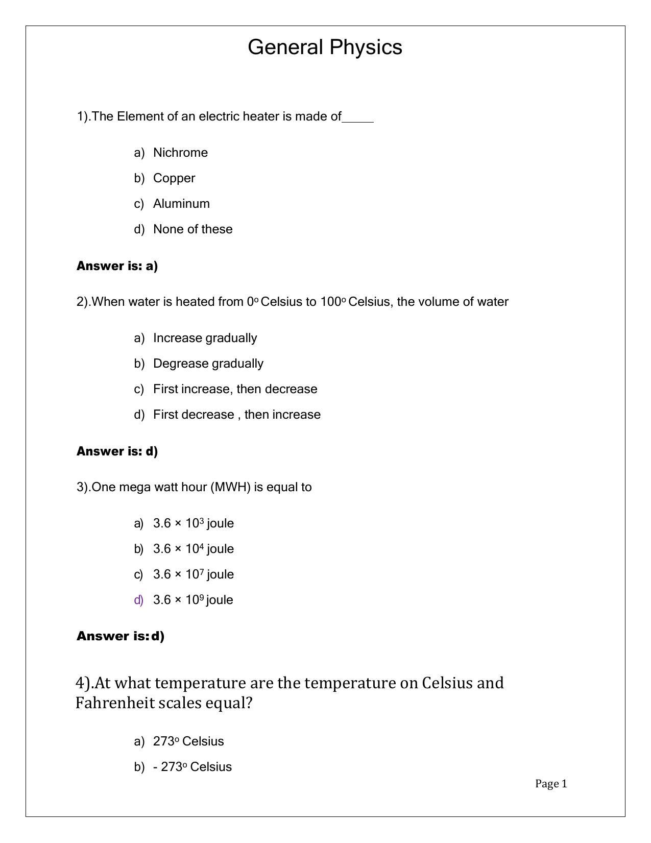 OUAT Physics Sample Paper - Page 1