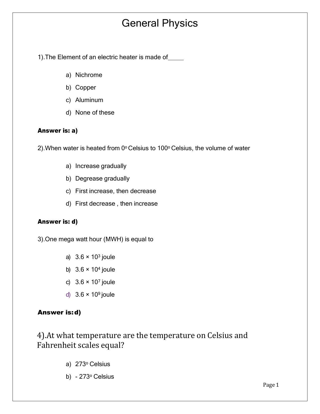 OUAT Physics Sample Paper - Page 1