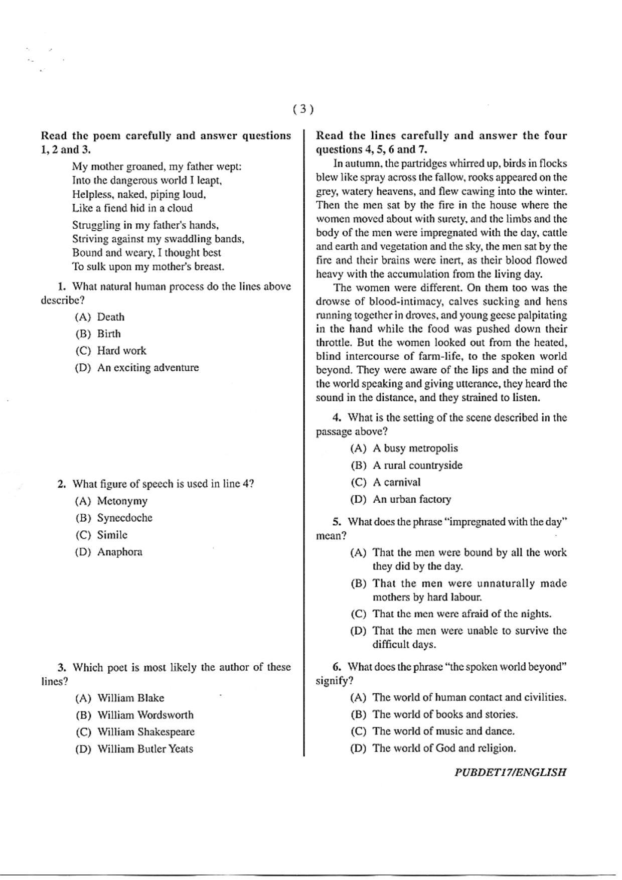 PUBDET 2017 English Question Papers - Page 3
