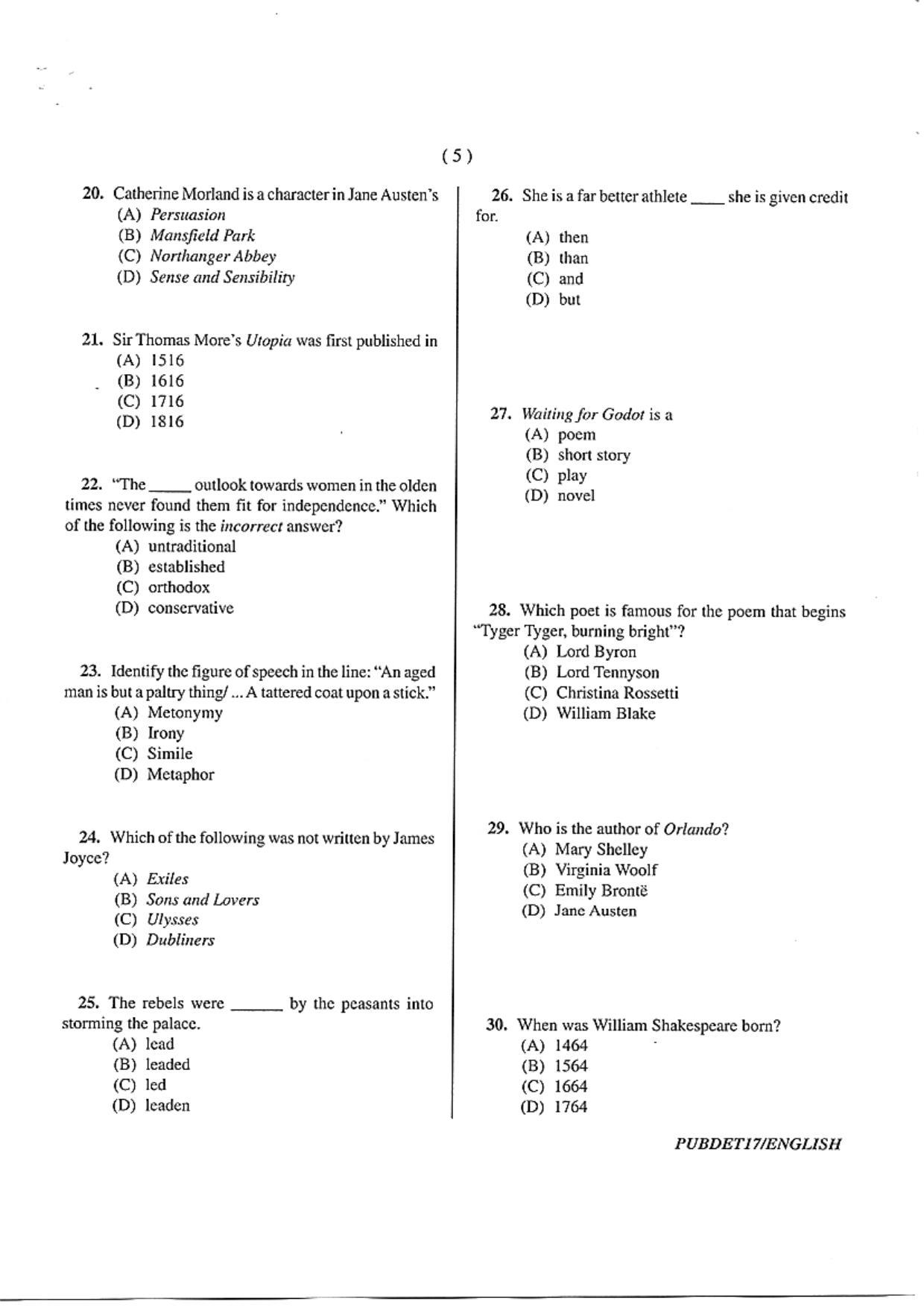 PUBDET 2017 English Question Papers - Page 5