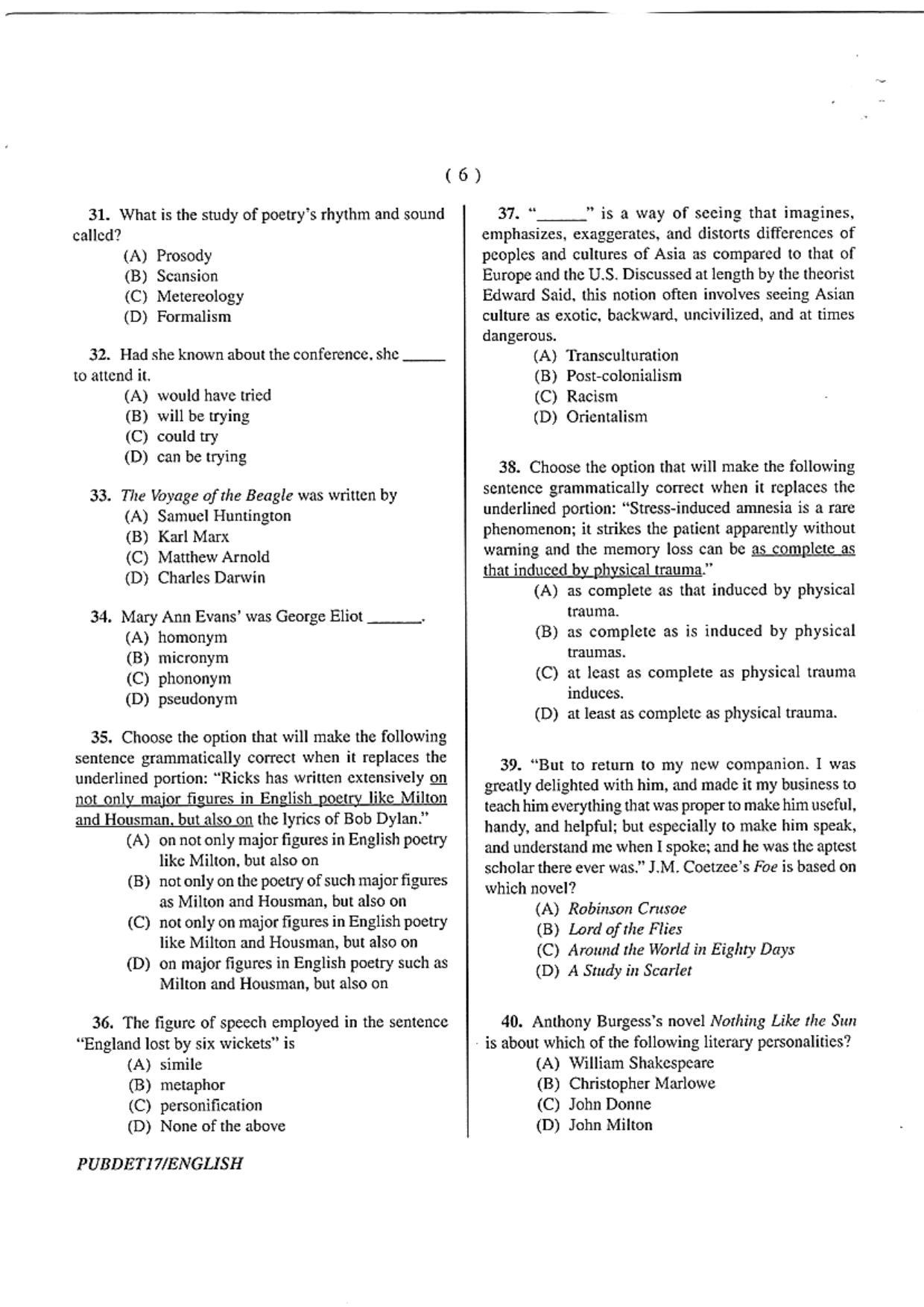 PUBDET 2017 English Question Papers - Page 6