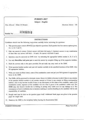 PUBDET 2017 English Question Papers