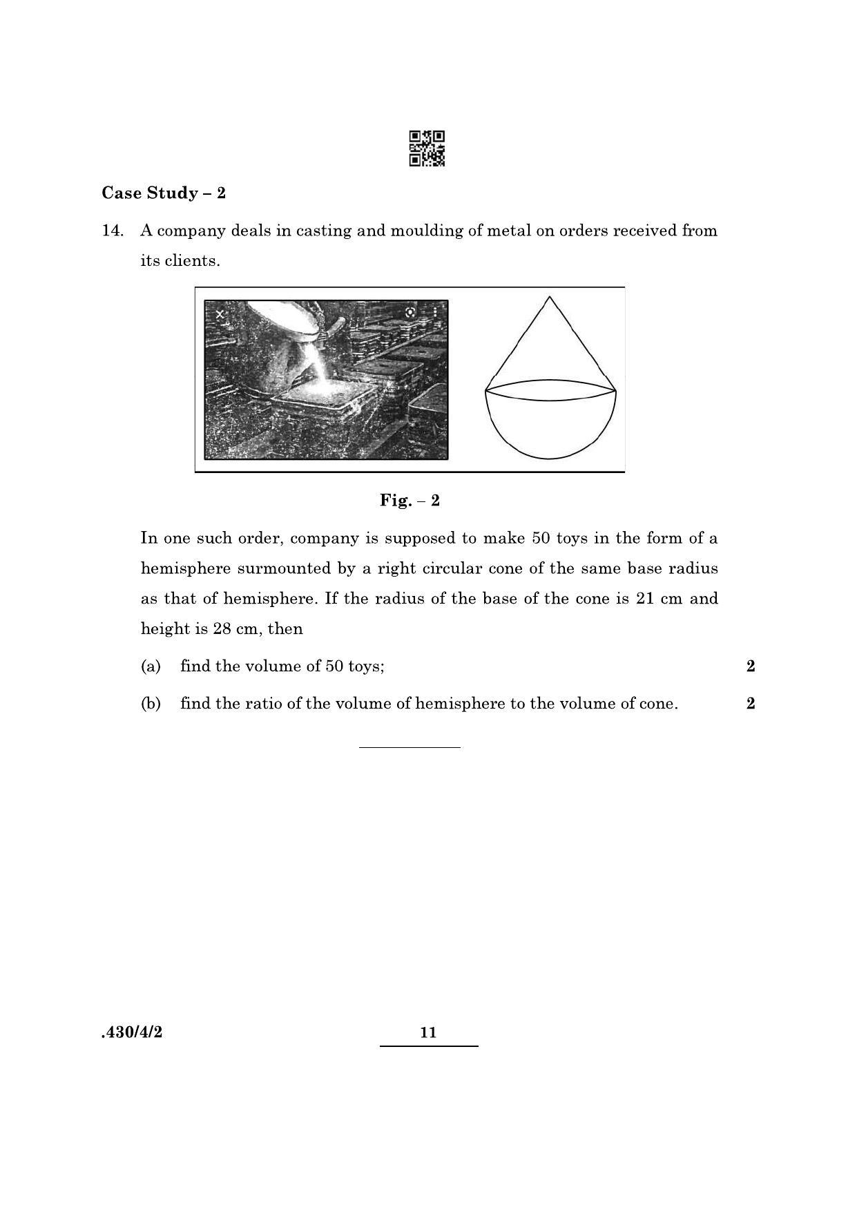CBSE Class 10 Maths Basic (430/4/2 - SET 2) 2022 Question Paper - Page 11