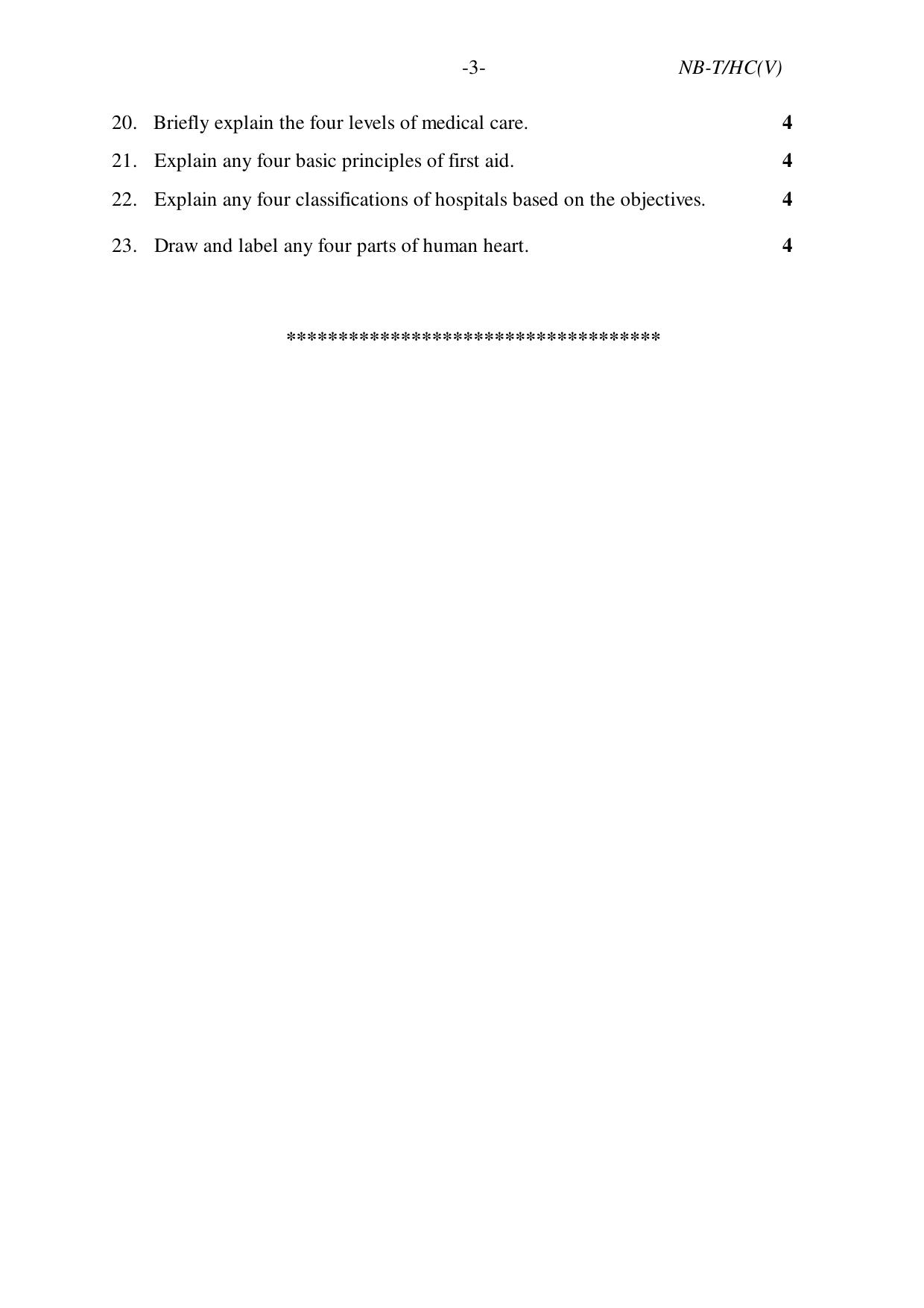 Nagaland Board Class 10 HEALTHCARE (Vocational) 2020 Question Paper - Page 3