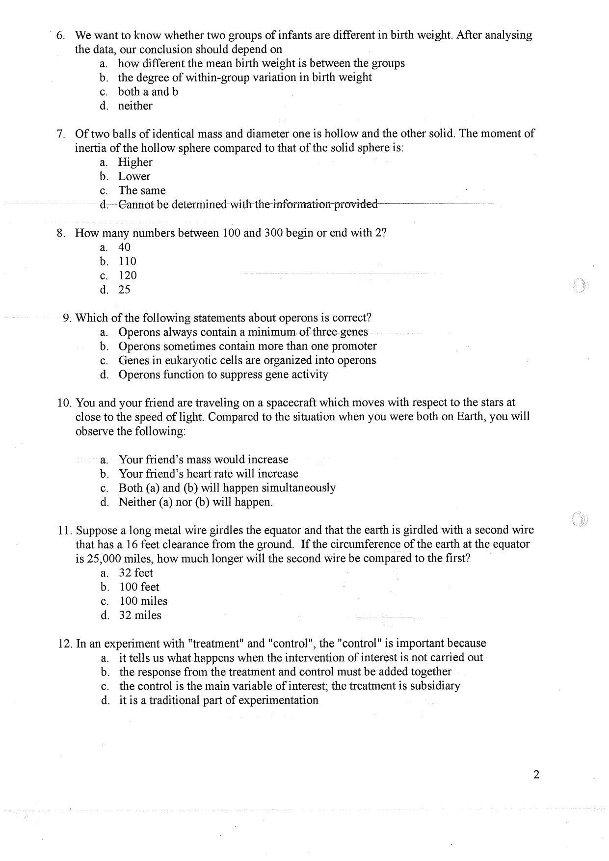 TIFR GS 2010 Biology Question Paper - Page 3