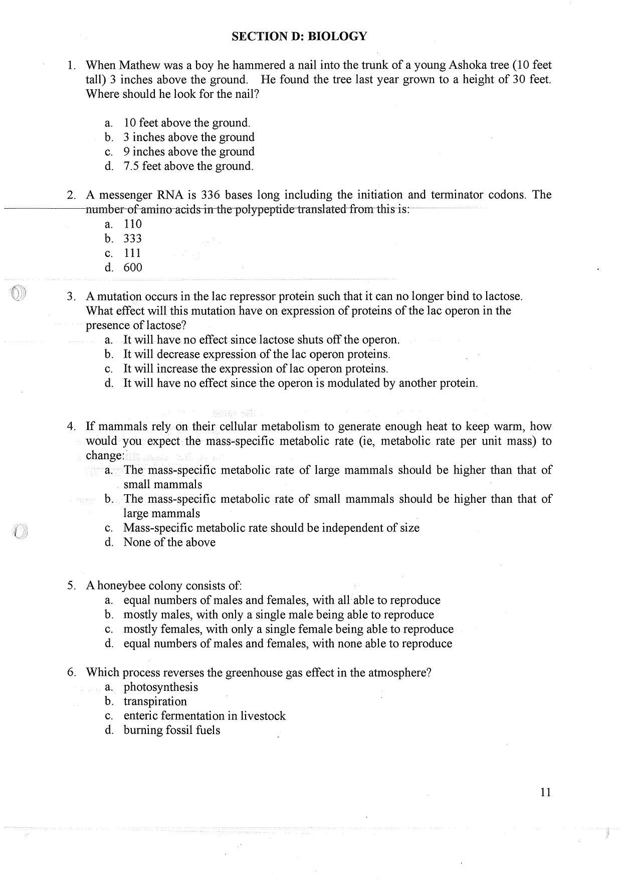 TIFR GS 2010 Biology Question Paper - Page 12
