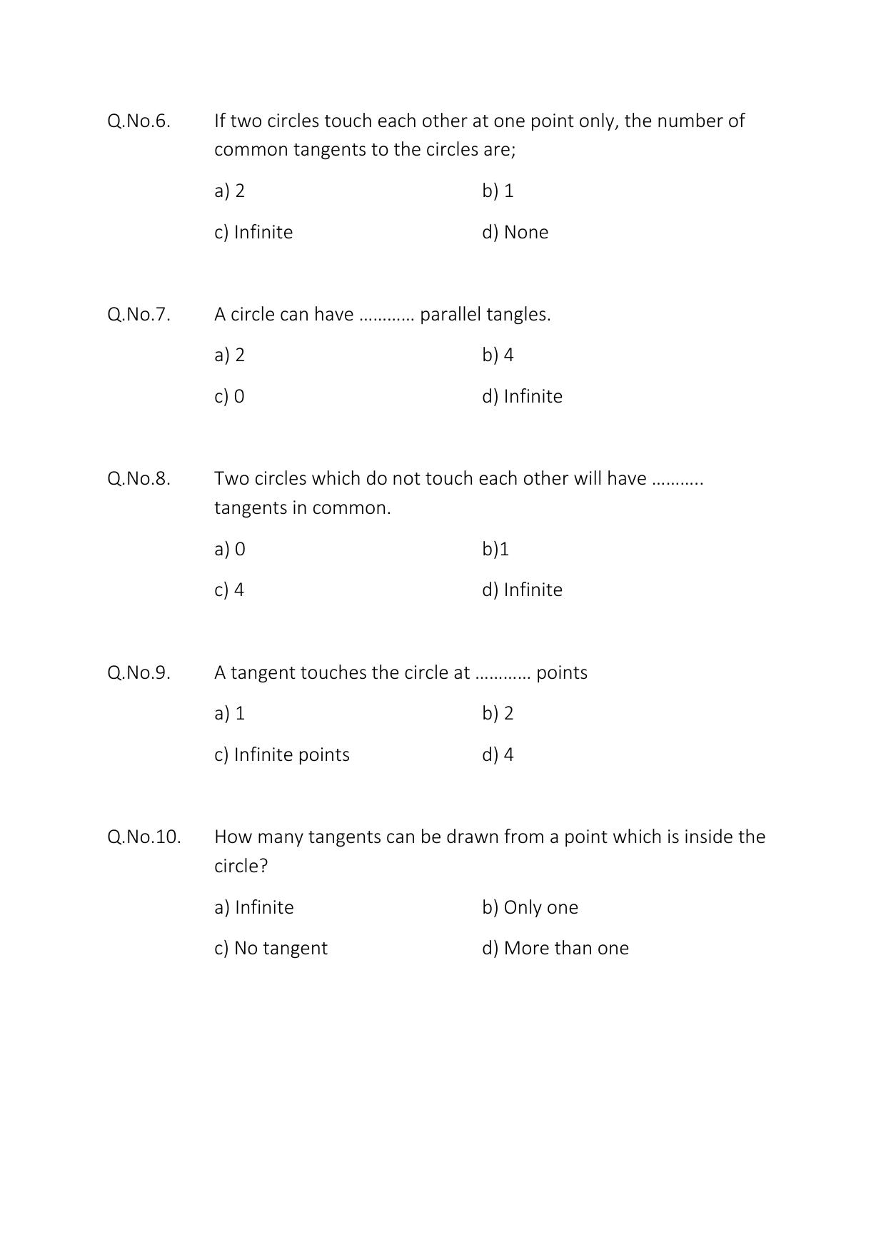 JKBOSE Class 10 Maths: Chapter 10th Circles Question Bank - Page 4