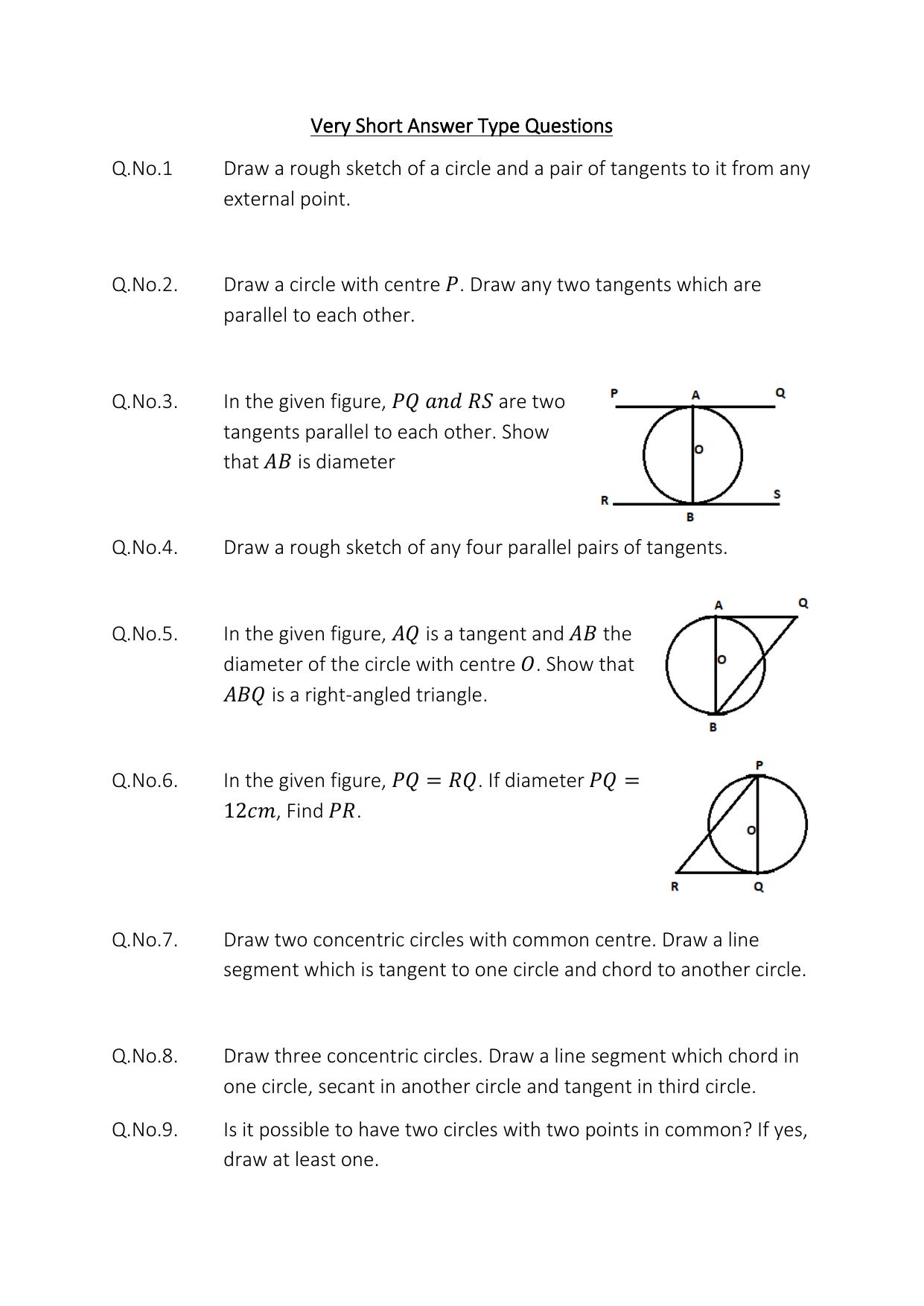 JKBOSE Class 10 Maths: Chapter 10th Circles Question Bank - Page 6