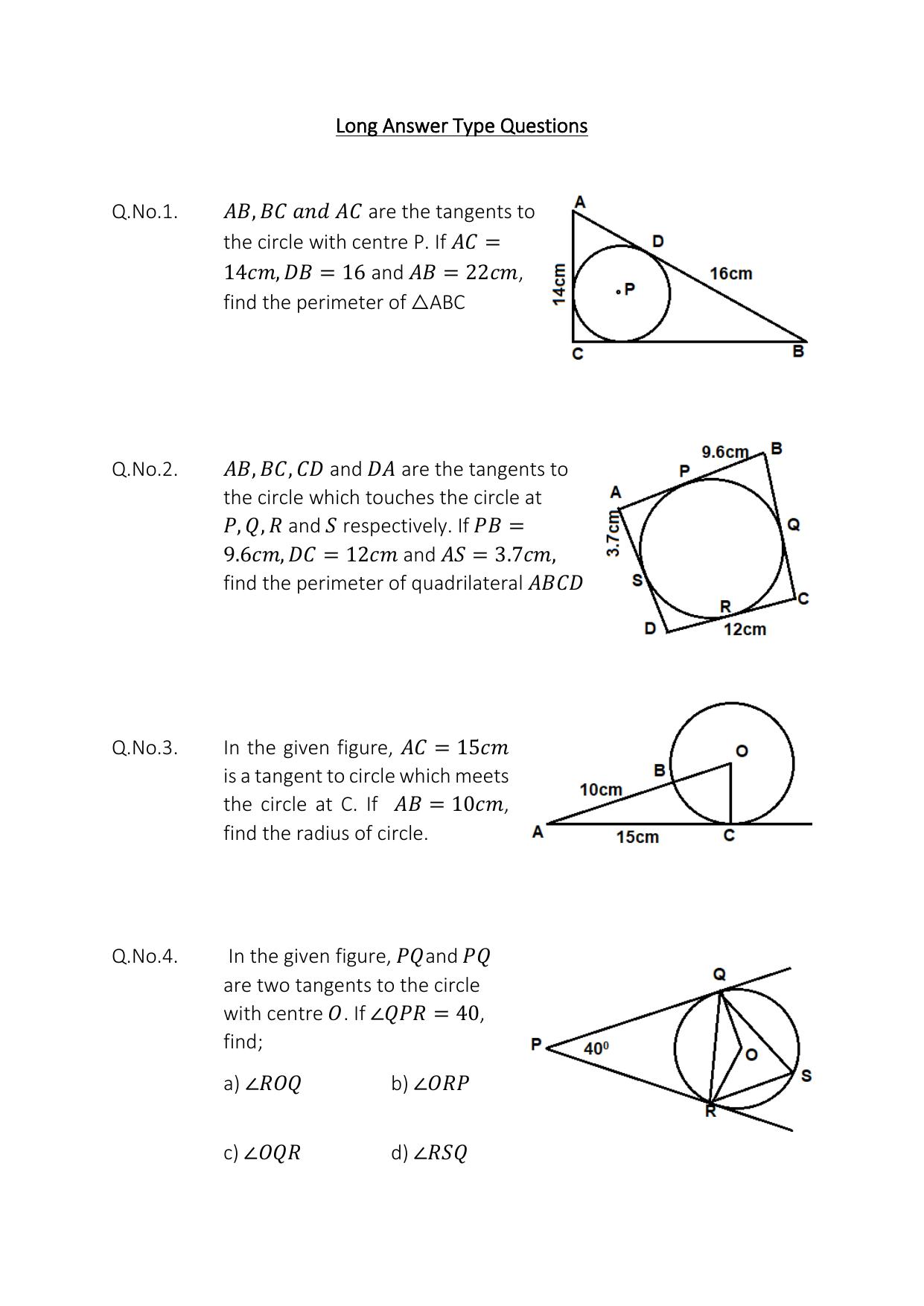 JKBOSE Class 10 Maths: Chapter 10th Circles Question Bank - Page 9