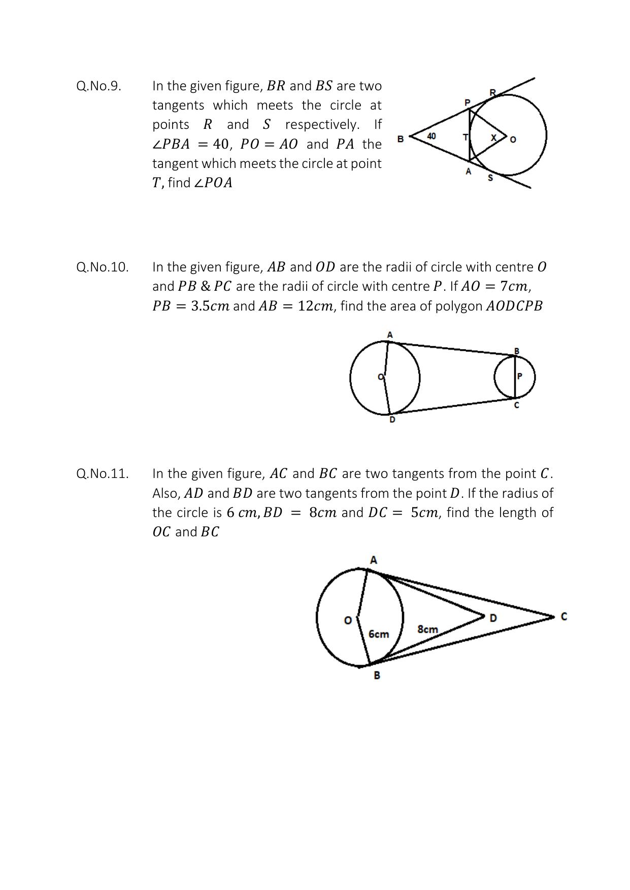 JKBOSE Class 10 Maths: Chapter 10th Circles Question Bank - Page 11