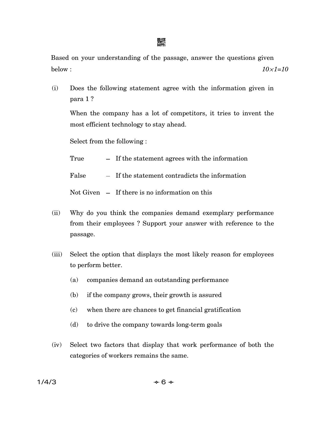 CBSE Class 12 1-4-3 English Core 2023 Question Paper - Page 6