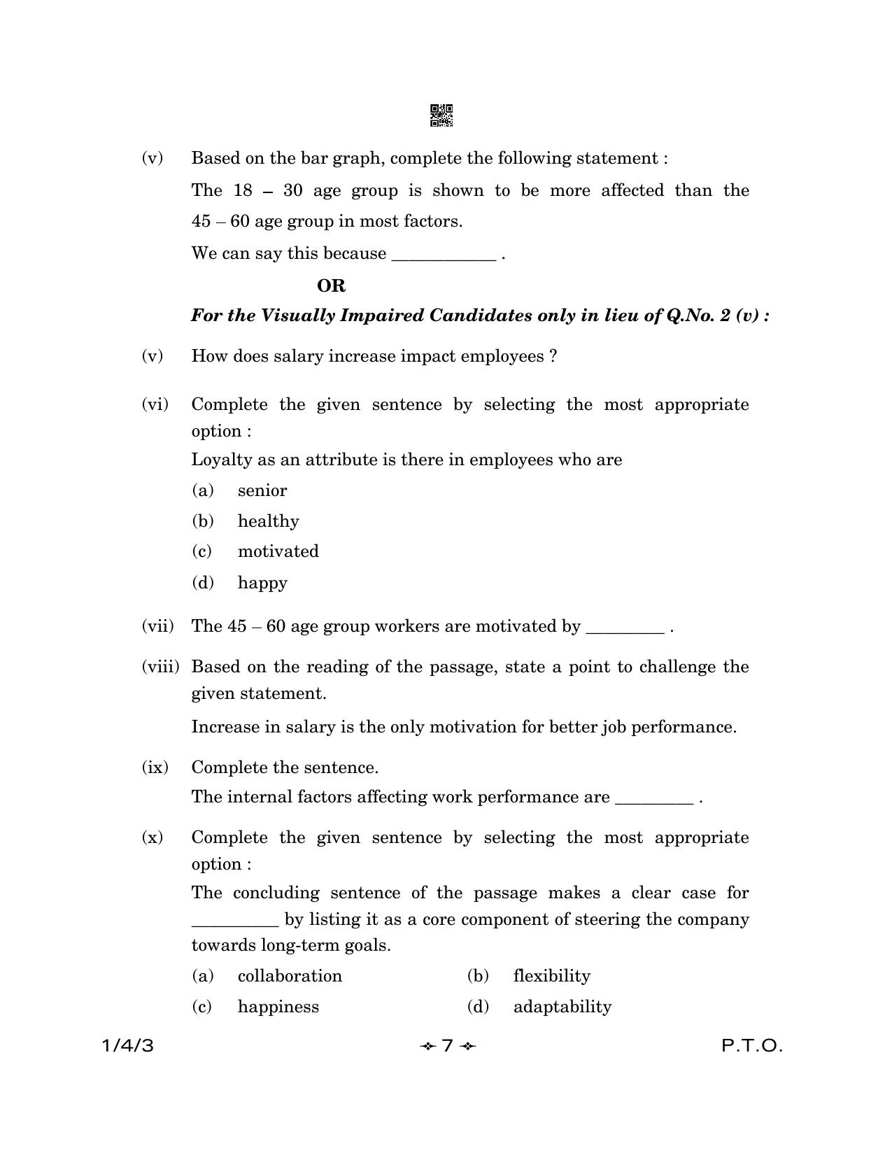 CBSE Class 12 1-4-3 English Core 2023 Question Paper - Page 7