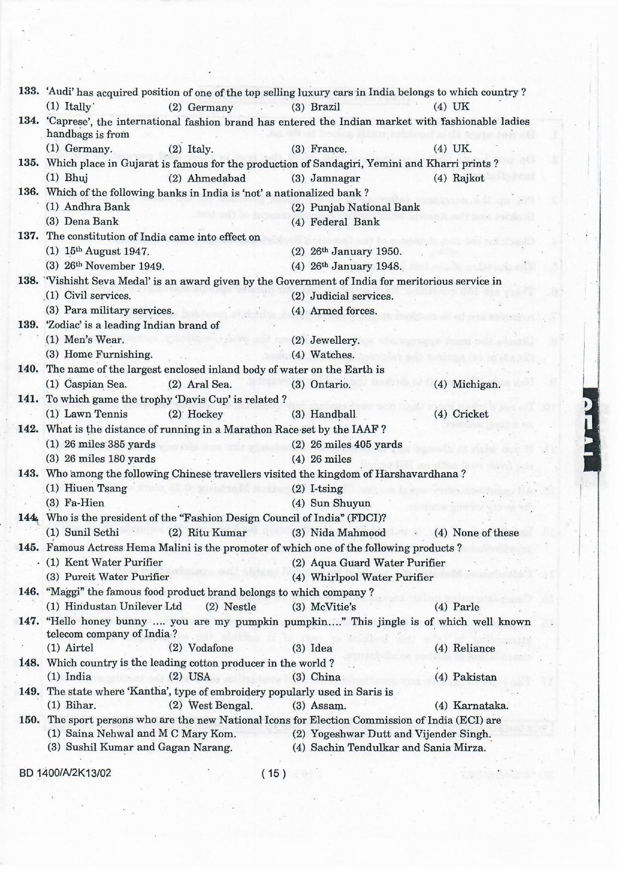 NIFT 2013 Combined Sample Paper - Page 21