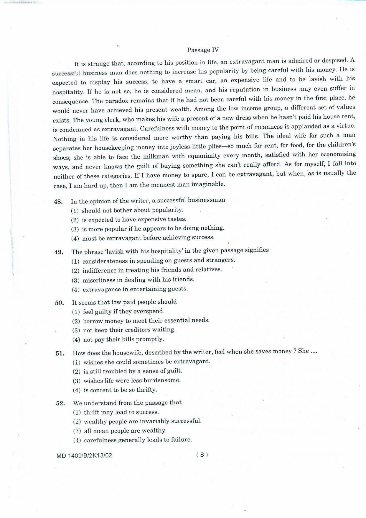 NIFT 2013 Combined Sample Paper - Page 50