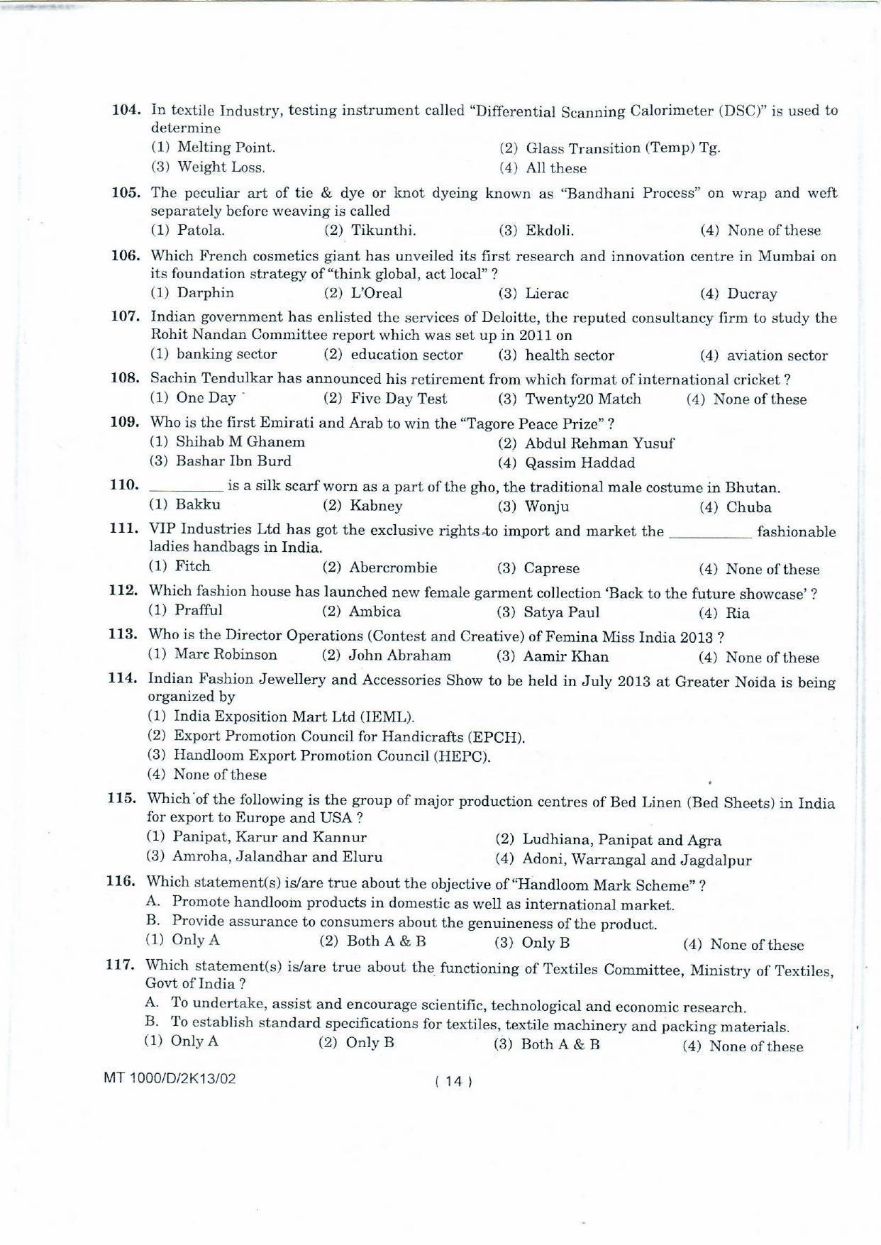 NIFT 2013 Combined Sample Paper - Page 96