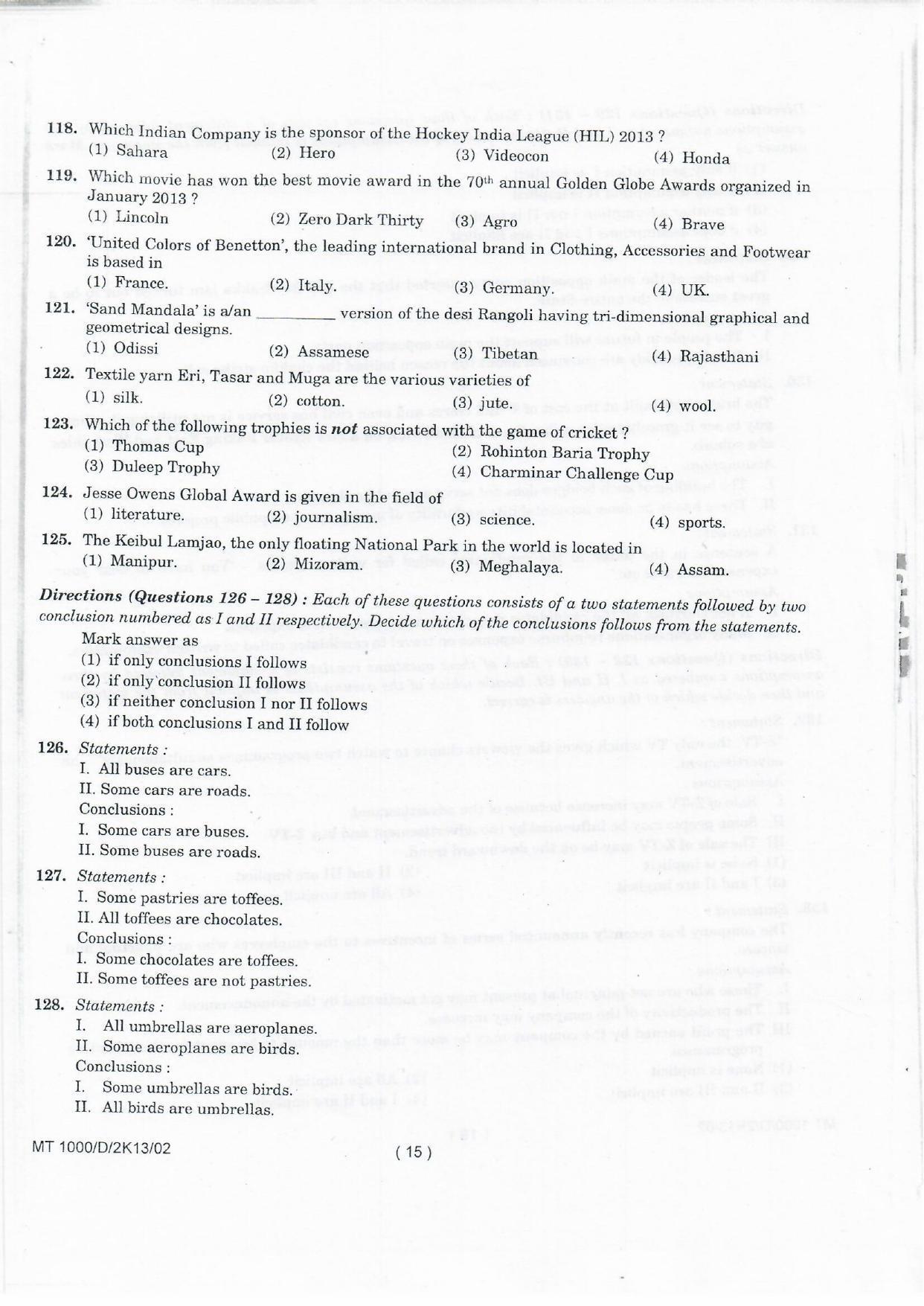 NIFT 2013 Combined Sample Paper - Page 97