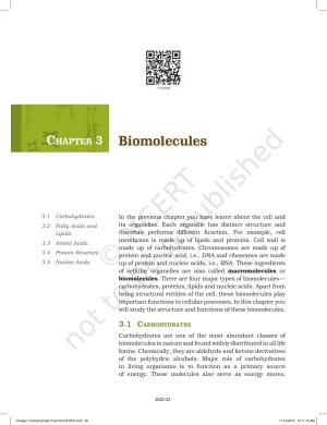 NCERT Book for Class 11 Biotechnology Chapter 3 Biomolecules