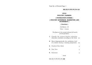 Meghalaya Board (MBOSE) Class 11 Poultry Farming Fundation Course (practical) 2022 Question Paper