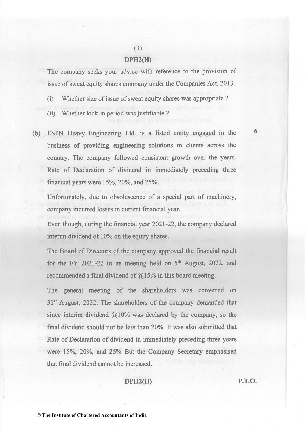 CA Inter May 2023 Question Paper - Paper 2 – Corporate and Other Laws - Page 3