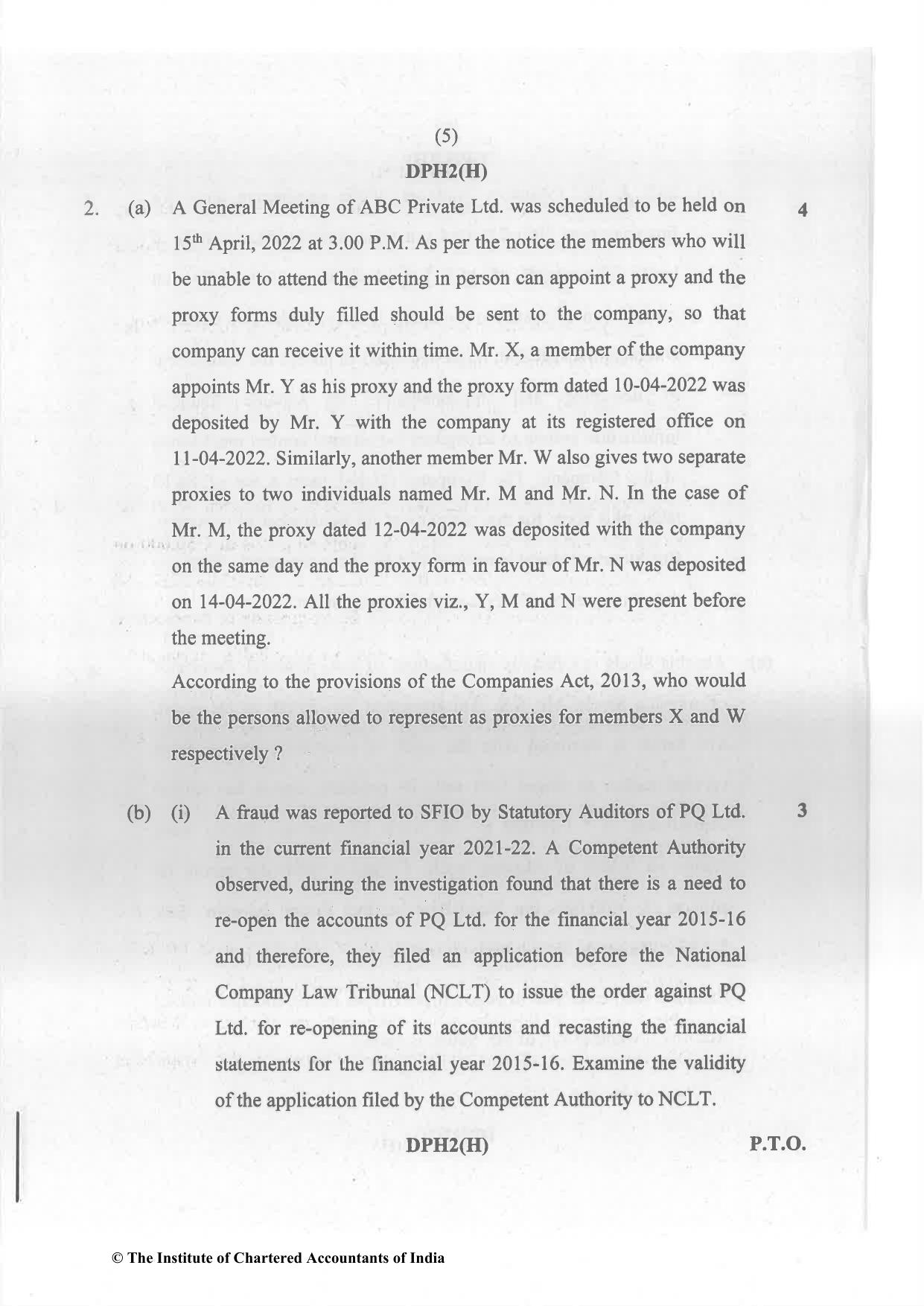 CA Inter May 2023 Question Paper - Paper 2 – Corporate and Other Laws - Page 5