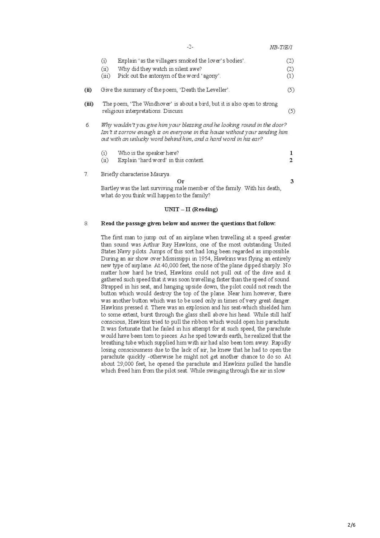 Nagaland Board Class 10 English 2021 Question Paper - Page 2