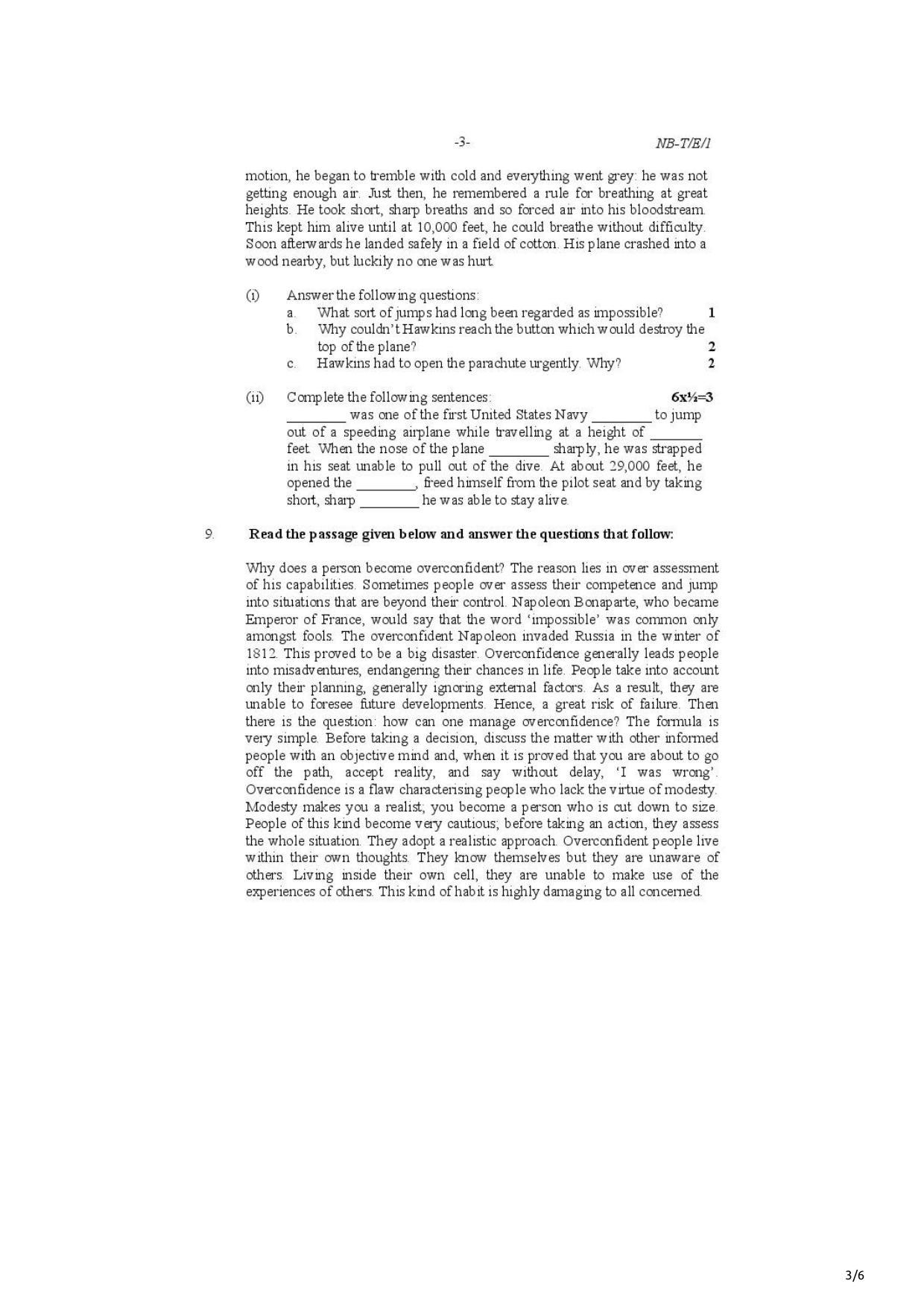 Nagaland Board Class 10 English 2021 Question Paper - Page 3