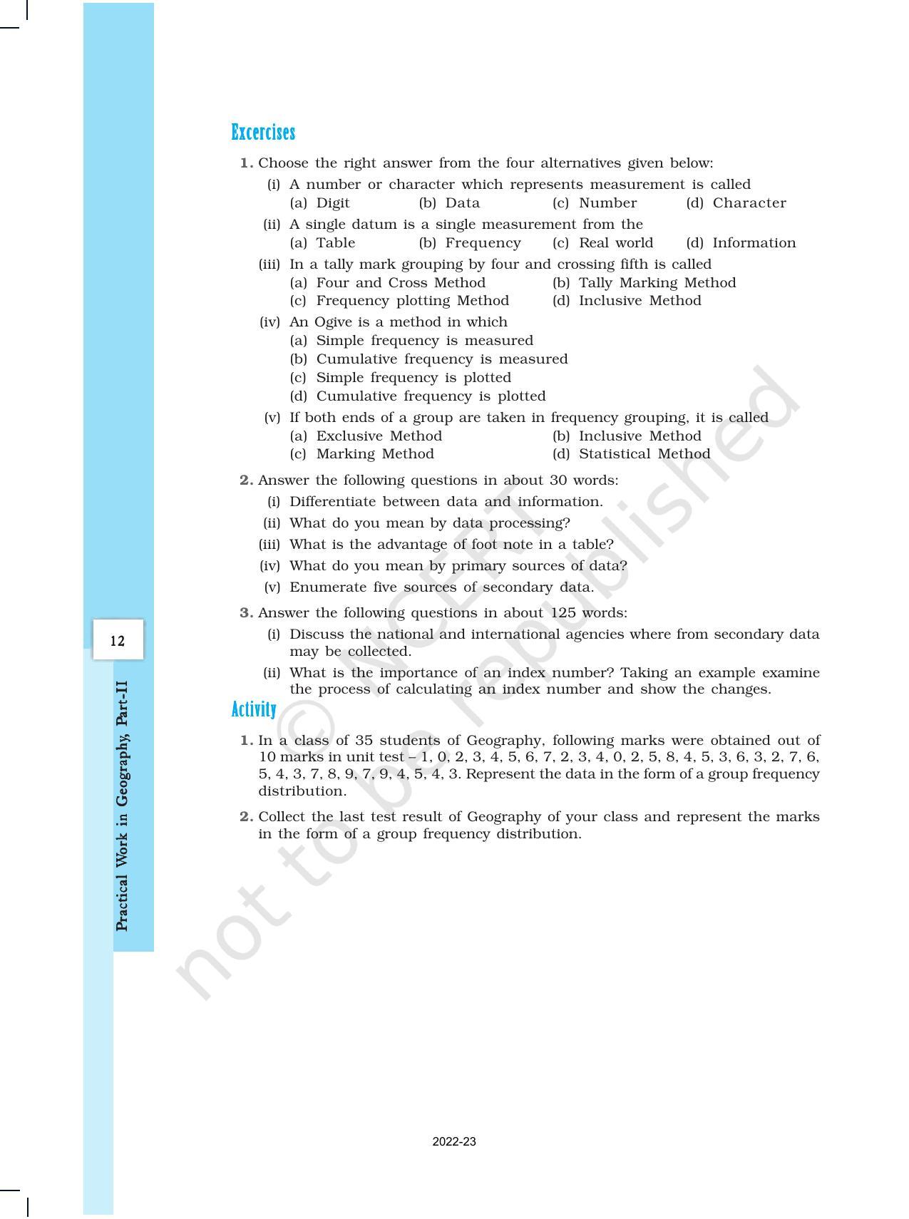 NCERT Book for Class 12 Geography (Part-III) Chapter 1 Data – Its Source and Compilation - Page 12