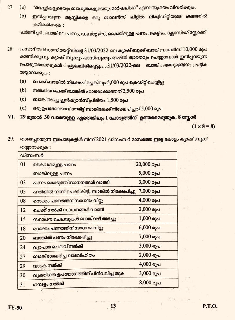 Kerala Plus One 2022 Accountancy with CA Question paper (MM) - Page 7