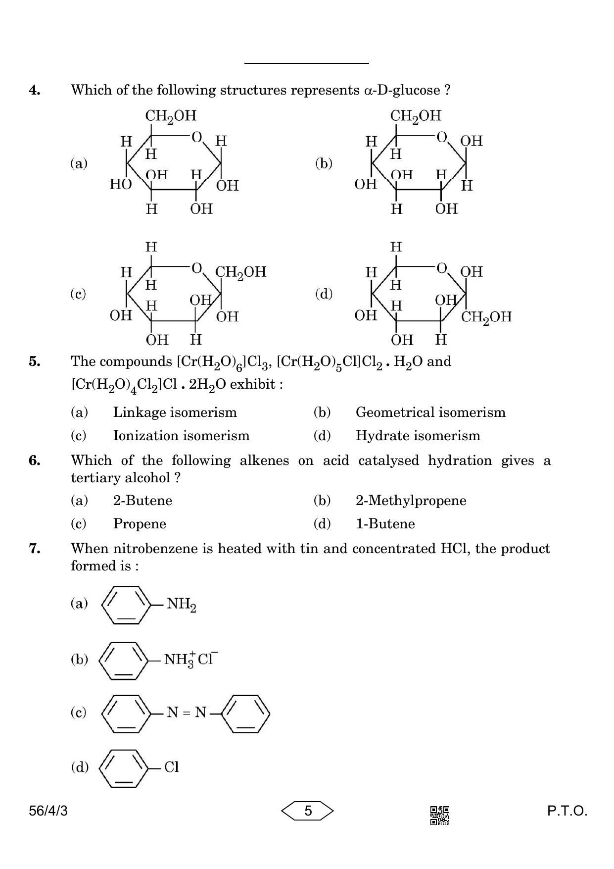 CBSE Class 12 56-4-3 Chemistry 2023 Question Paper - Page 5