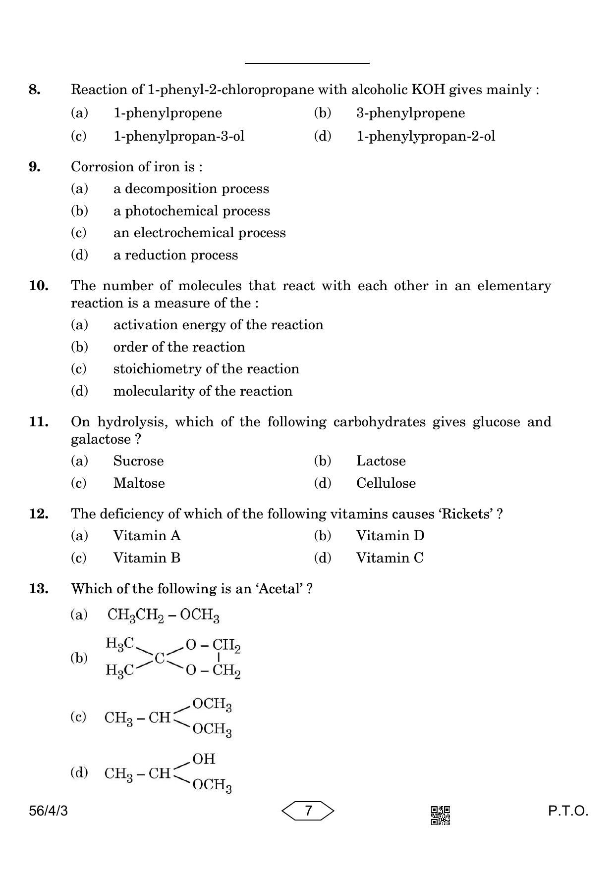 CBSE Class 12 56-4-3 Chemistry 2023 Question Paper - Page 7