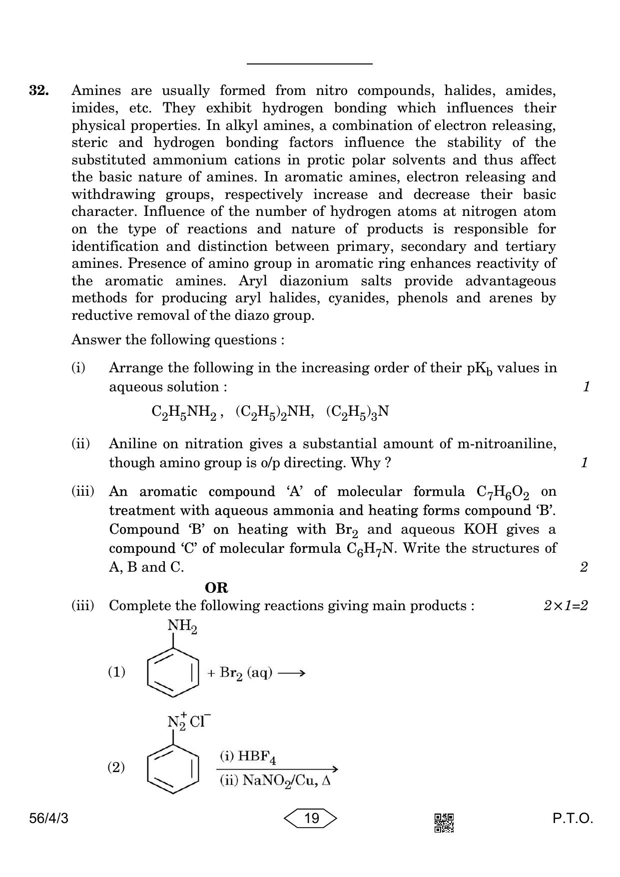CBSE Class 12 56-4-3 Chemistry 2023 Question Paper - Page 19