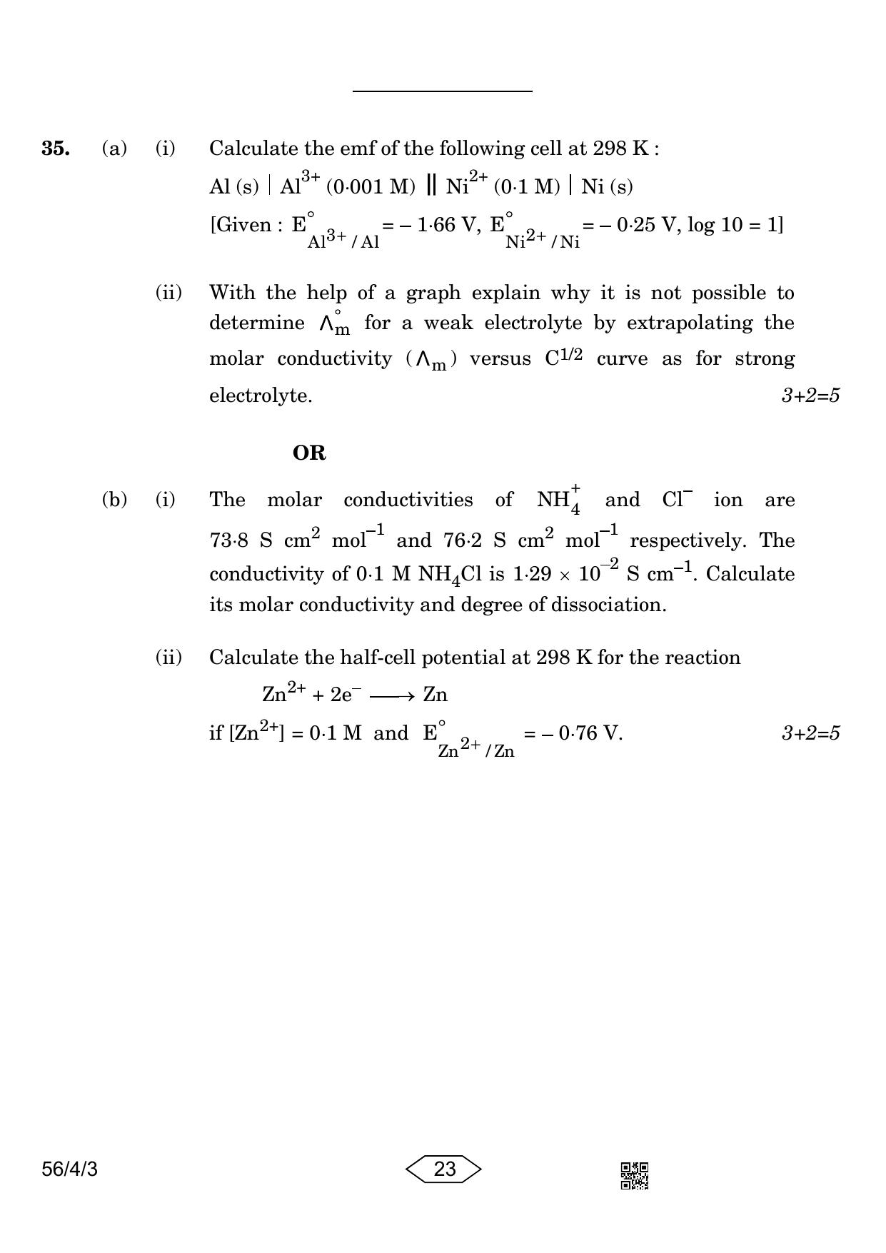CBSE Class 12 56-4-3 Chemistry 2023 Question Paper - Page 23