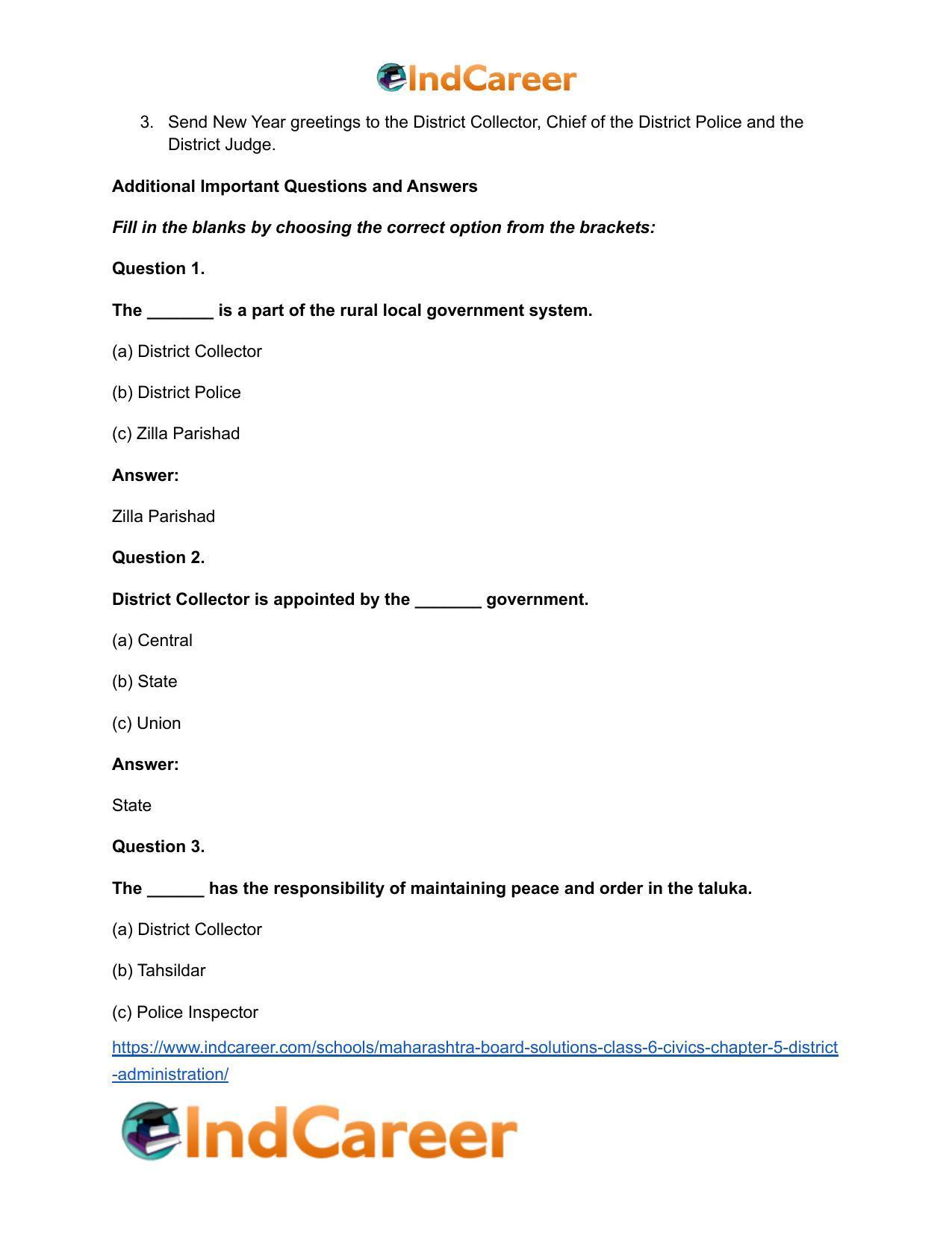 Maharashtra Board Solutions Class 6-Civics: Chapter 5- District Administration - Page 5
