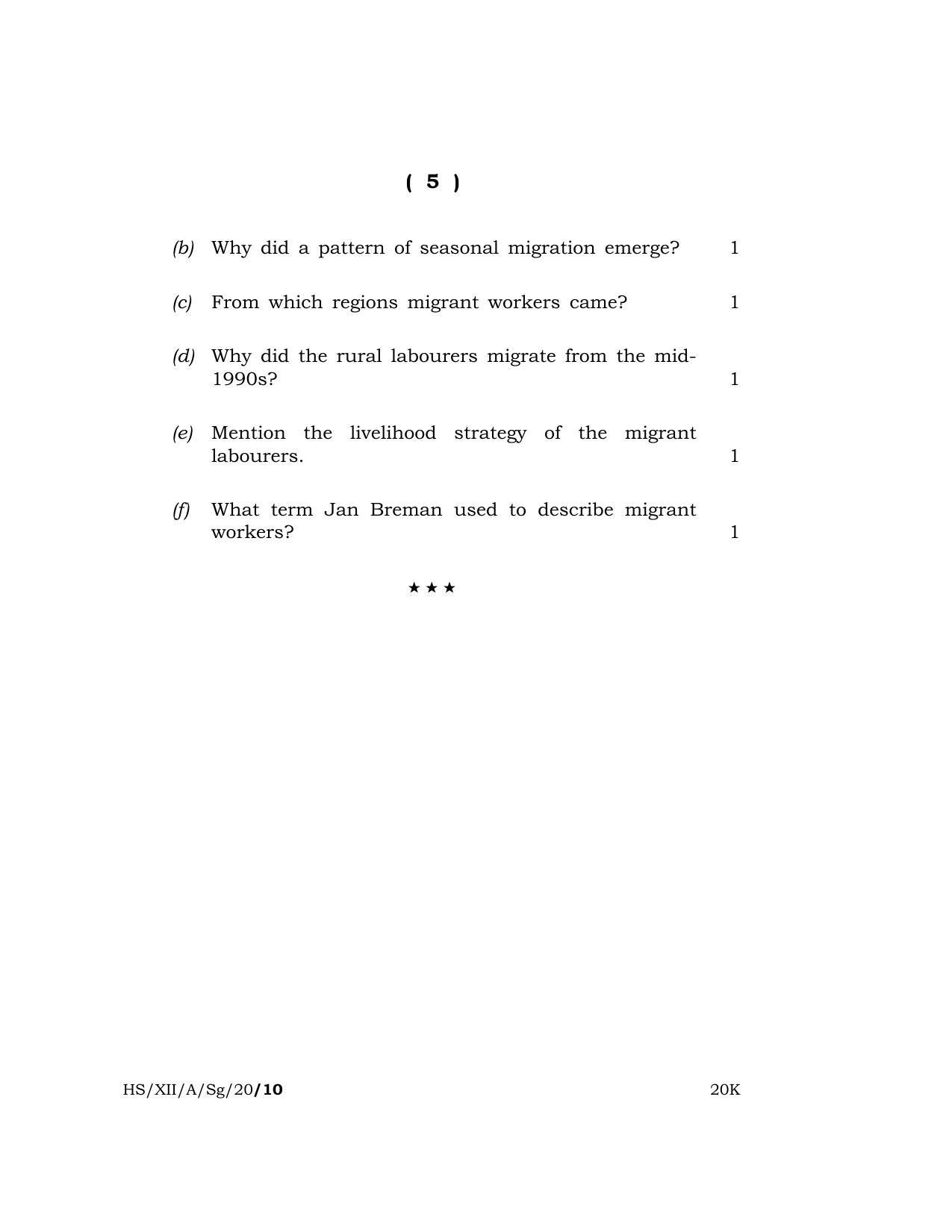 Meghalaya Board (MBOSE) Class 12 SOCIOLOGY 2020 Question Paper - Page 5