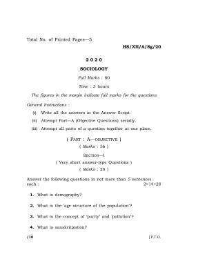 Meghalaya Board (MBOSE) Class 12 SOCIOLOGY 2020 Question Paper