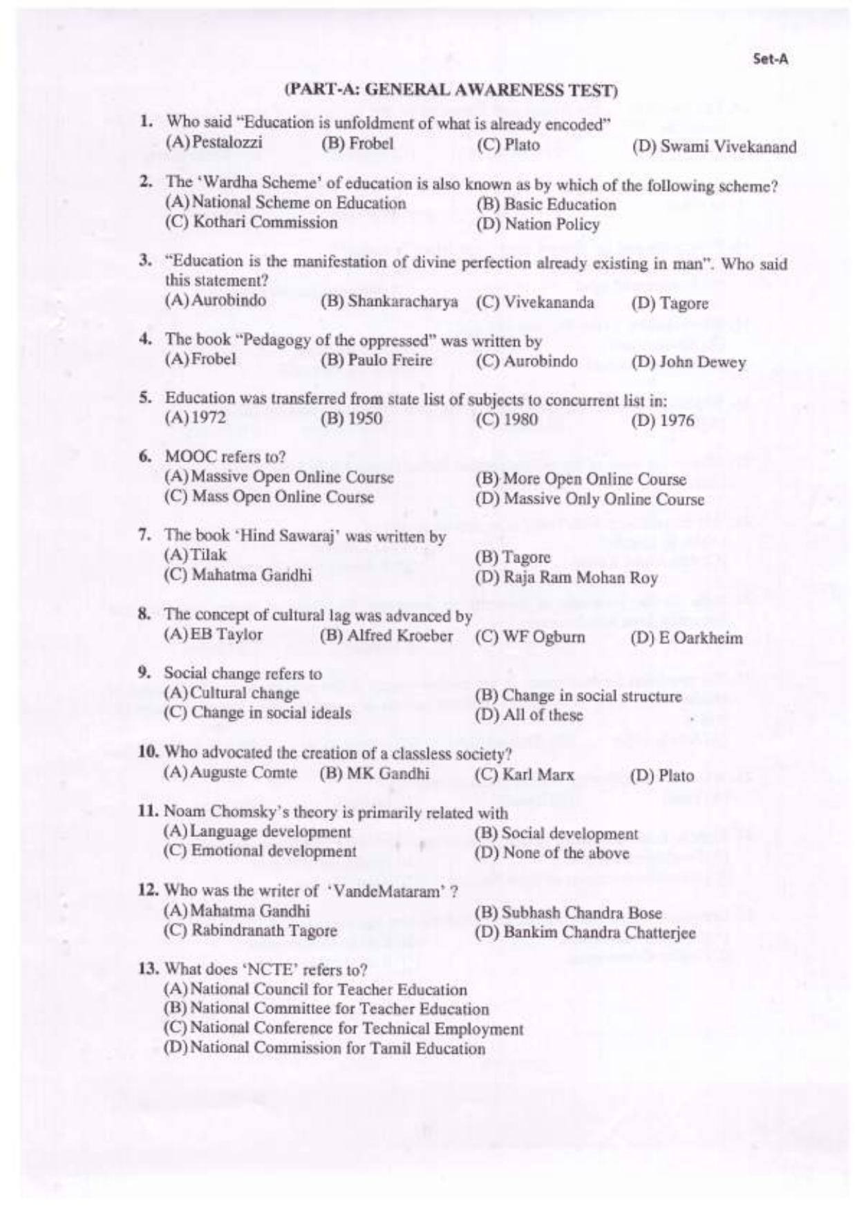 Chandigarh B.Ed 2022 Question Paper - Page 2