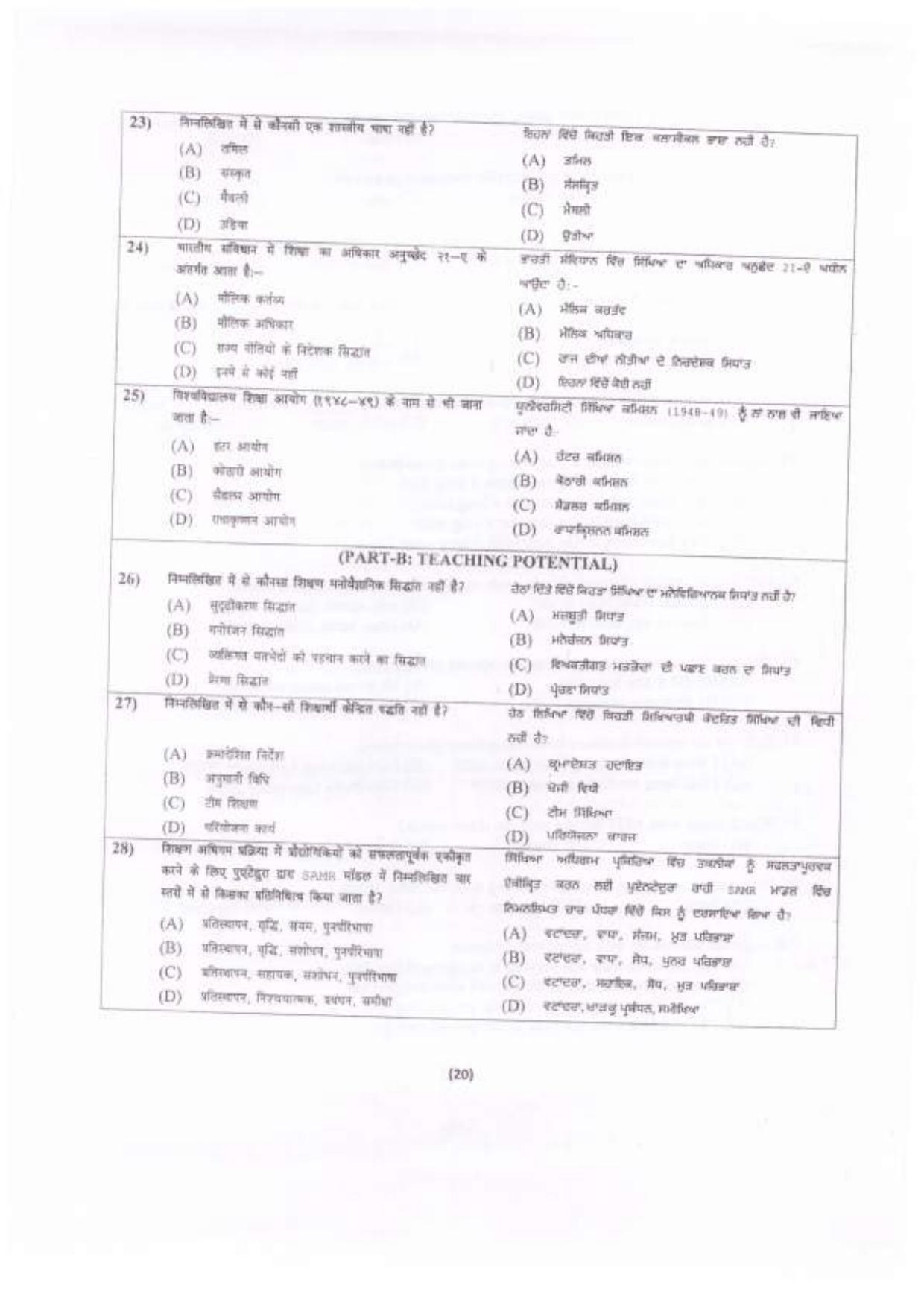 Chandigarh B.Ed 2022 Question Paper - Page 21