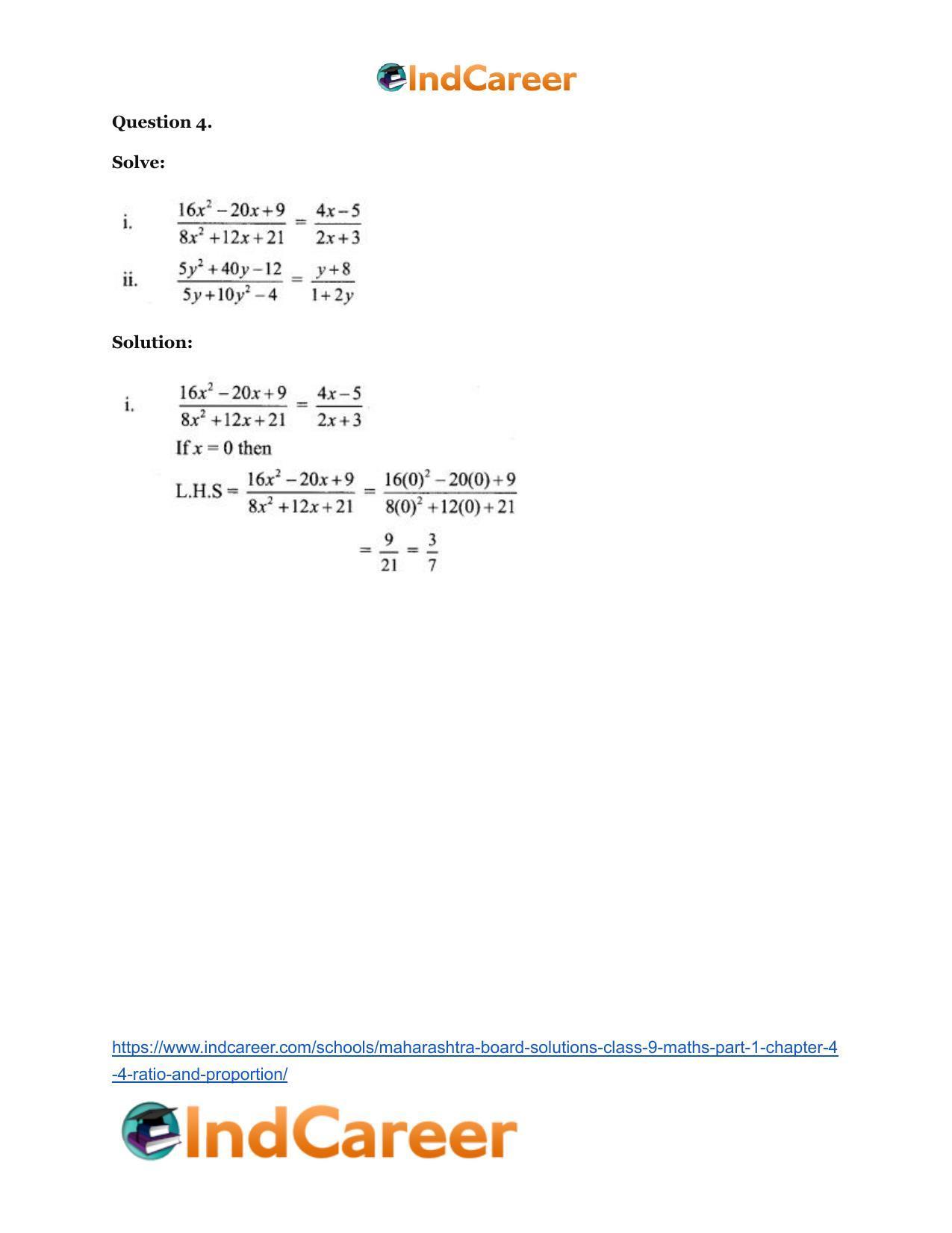 Maharashtra Board Solutions Class 9-Maths (Part 1): Chapter 4.4- Ratio and Proportion - Page 12