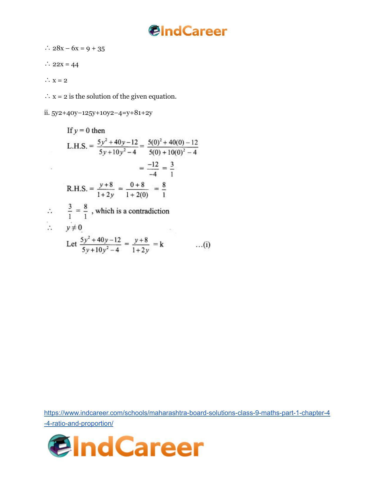 Maharashtra Board Solutions Class 9-Maths (Part 1): Chapter 4.4- Ratio and Proportion - Page 14