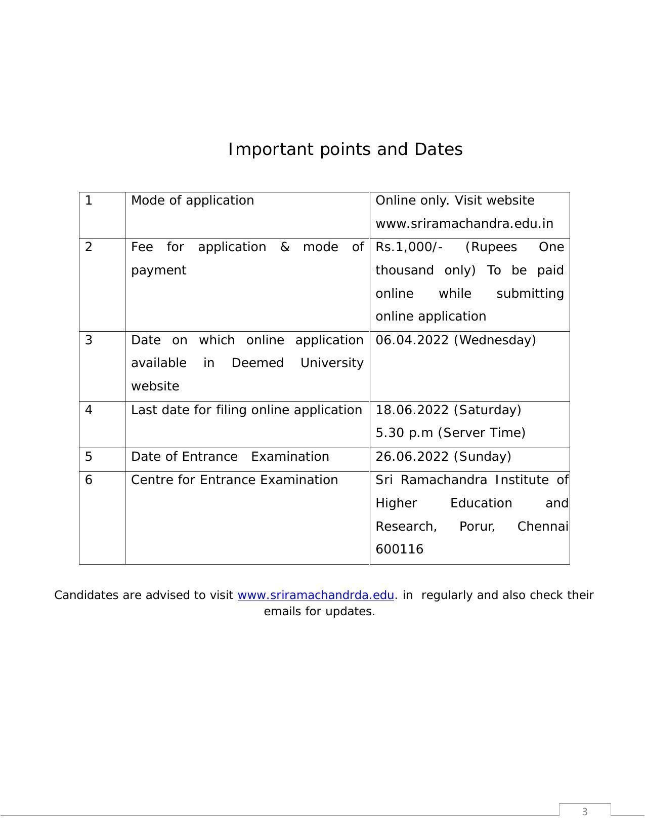 Sri Ramachandra University,Chennai Group: UG - A Prospectus 2022-23 - Page 3