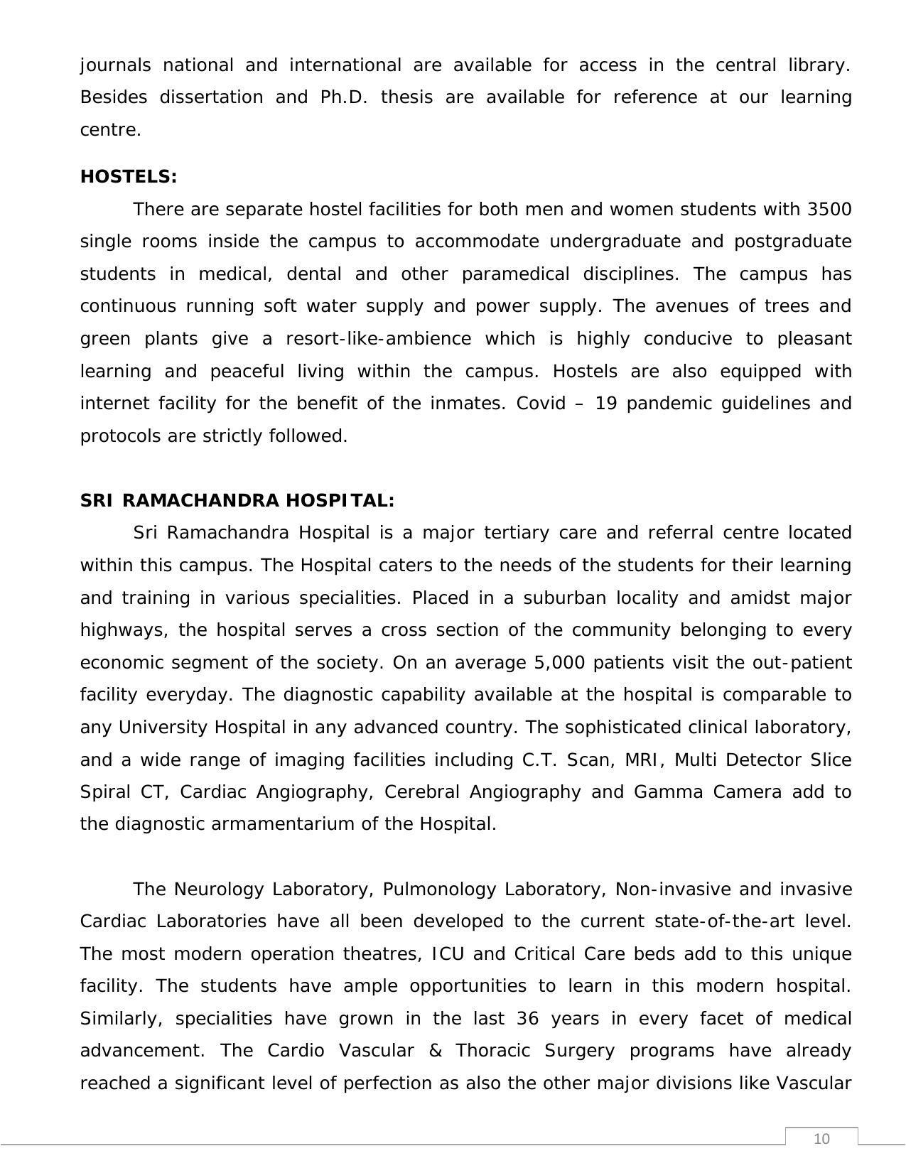 Sri Ramachandra University,Chennai Group: UG - A Prospectus 2022-23 - Page 10